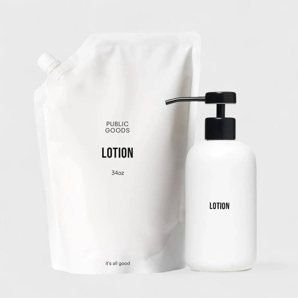 Stoneware Lotion Dispenser + Lotion Refill